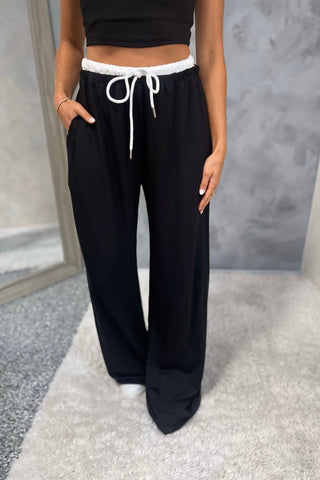 Out & About Black Double Layer Crop Top Pants SET - Simply Me Boutique