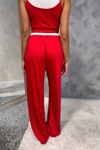 Out & About Red Double Layer Crop Top Pants SET - Simply Me Boutique