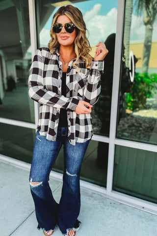 Out of the Woods Button Down Plaid Top - Simply Me Boutique