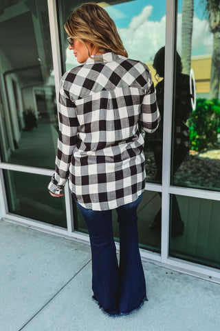 Out of the Woods Button Down Plaid Top - Simply Me Boutique