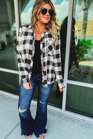 Out of the Woods Button Down Plaid Top - Simply Me Boutique