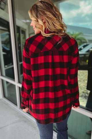 Out of the Woods Button Down Plaid Top - Simply Me Boutique