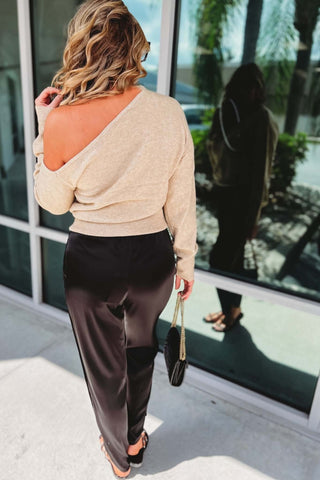 Out of Your League Black Satin Pants - Simply Me Boutique