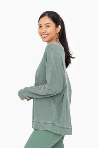 Oversized Basil Waffle Knit Pullover One Size - Simply Me Boutique