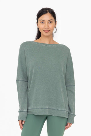Oversized Basil Waffle Knit Pullover One Size - Simply Me Boutique