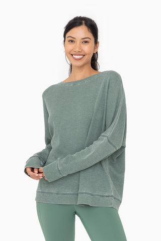 Oversized Basil Waffle Knit Pullover One Size - Simply Me Boutique