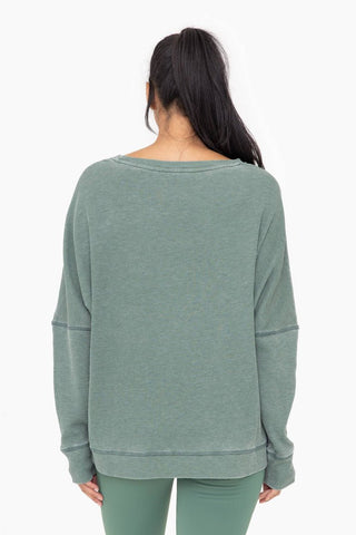 Oversized Basil Waffle Knit Pullover One Size - Simply Me Boutique