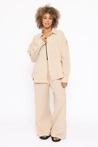 OVERSIZED Beachy Vibes Gauze Button Up Shirt - Simply Me Boutique