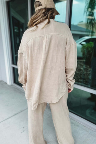 OVERSIZED Beachy Vibes Gauze Button Up Shirt - Simply Me Boutique