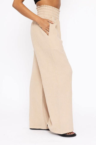 OVERSIZED Beachy Vibes Gauze Wide Leg Pants - Simply Me Boutique