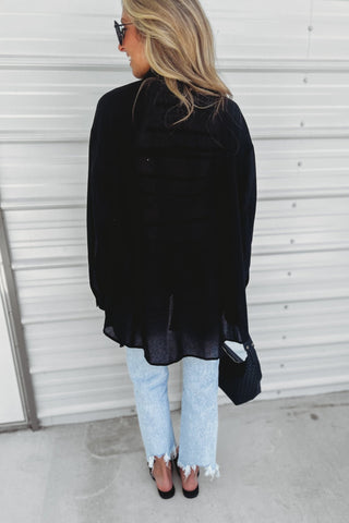 Oversized Black Button Down Top - Simply Me Boutique