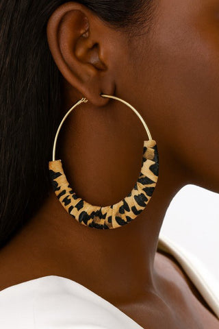 Oversized Leopard Fabric Hoops - Simply Me Boutique