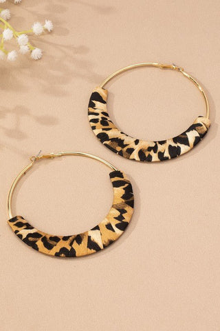 Oversized Leopard Fabric Hoops - Simply Me Boutique