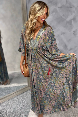 Painted Meadow Butterfly Sleeve Maxi Dress - Simply Me Boutique