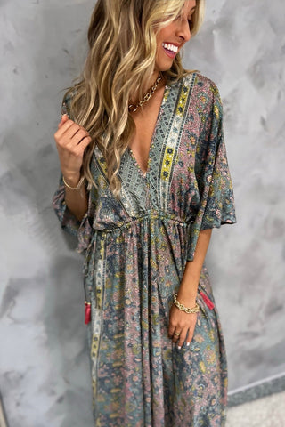 Painted Meadow Butterfly Sleeve Maxi Dress - Simply Me Boutique