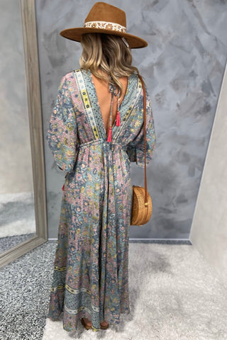 Painted Meadow Butterfly Sleeve Maxi Dress - Simply Me Boutique