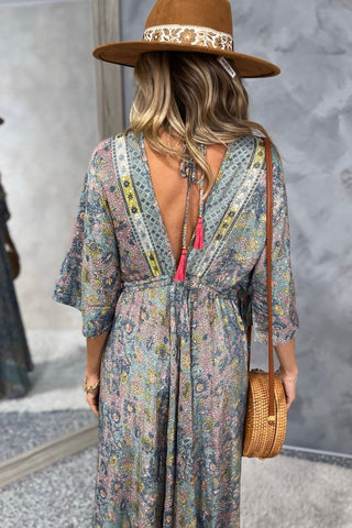 Painted Meadow Butterfly Sleeve Maxi Dress - Simply Me Boutique