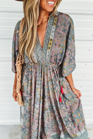 Painted Meadow Butterfly Sleeve Maxi Dress - Simply Me Boutique