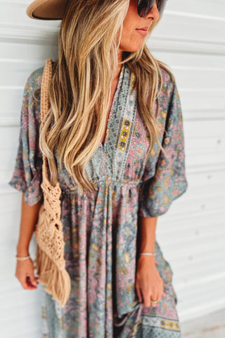 Painted Meadow Butterfly Sleeve Maxi Dress - Simply Me Boutique
