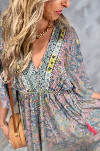 Painted Meadow Butterfly Sleeve Maxi Dress - Simply Me Boutique