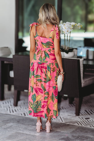 Palm Party Button Down Midi Dress - Simply Me Boutique