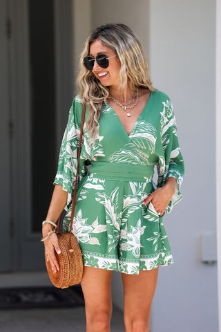 Palm Springs Romper (GREEN) - Simply Me Boutique