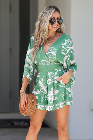 Palm Springs Romper (GREEN) - Simply Me Boutique