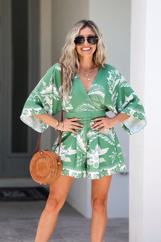 Palm Springs Romper (GREEN) - Simply Me Boutique