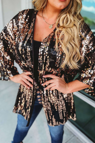 Party Like a Rockstar Black Sequin Cardigan - Simply Me Boutique