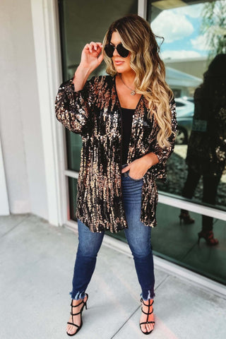 Party Like a Rockstar Black Sequin Cardigan - Simply Me Boutique