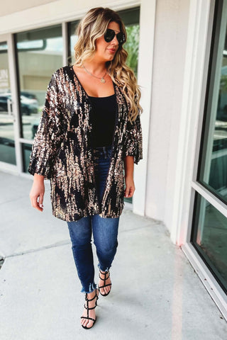 Party Like a Rockstar Black Sequin Cardigan - Simply Me Boutique