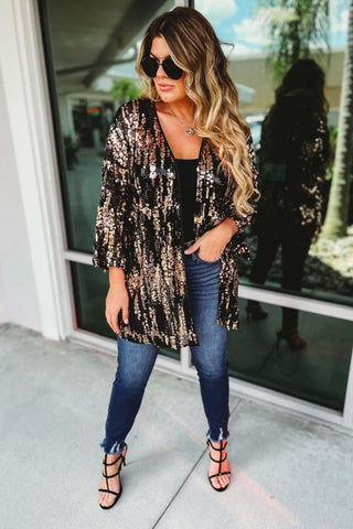 Party Like a Rockstar Black Sequin Cardigan - Simply Me Boutique