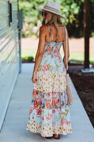Patchwork Petals Lace Trim Maxi Dress - Simply Me Boutique
