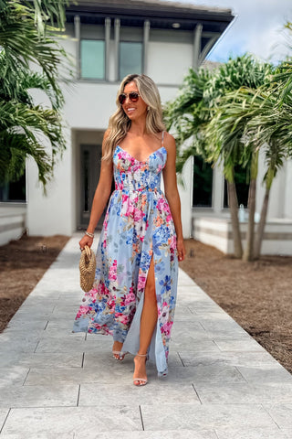 Petals and Promises Corset Floral Maxi Dress - Simply Me Boutique
