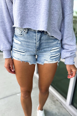 PETRA Amber Frayed Hem Denim Shorts - Simply Me Boutique