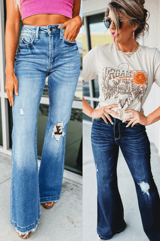 PETRA153 Candace Super High Rise Distressed Flare Jeans - Simply Me Boutique