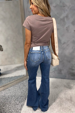 PETRA153 Candace Super High Rise Distressed Flare Jeans - Simply Me Boutique