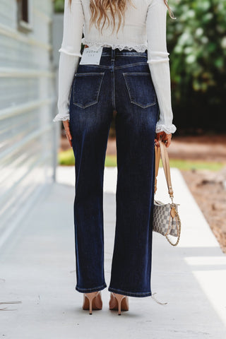 PETRA153 Florence High Rise Wide Leg Dark Wash Jeans (PREORDER) - Simply Me Boutique