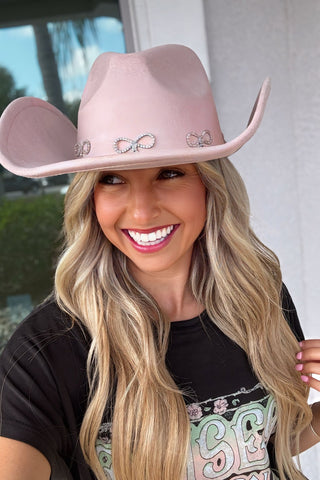 Pink Rhinestone Bow Cowboy Hat - Simply Me Boutique