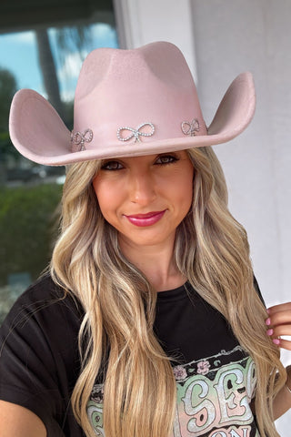 Pink Rhinestone Bow Cowboy Hat - Simply Me Boutique