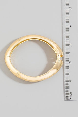 Polished Metallic Hinged Bangle Bracelet (Gold, Silver) - Simply Me Boutique