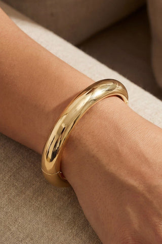 Polished Metallic Hinged Bangle Bracelet (Gold, Silver) - Simply Me Boutique