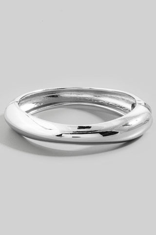 Polished Metallic Hinged Bangle Bracelet (Gold, Silver) - Simply Me Boutique