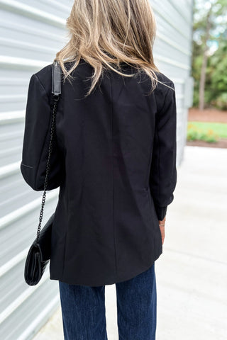 Power Move Black Ruched Blazer - Simply Me Boutique