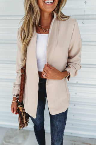 Power Move Light Mocha Ruched Blazer - Simply Me Boutique