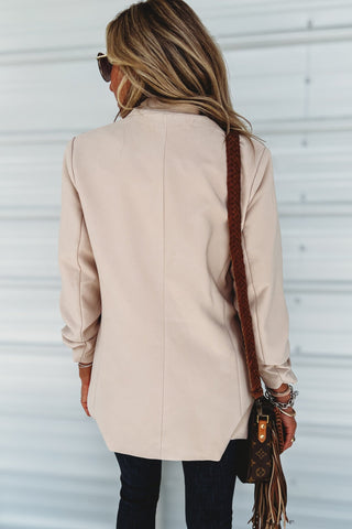 Power Move Light Mocha Ruched Blazer - Simply Me Boutique