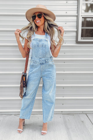 (PREORDER) KANCAN Addie Barrel Overalls Non - Stretch - Simply Me Boutique