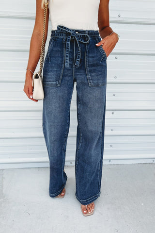 (PREORDER) KANCAN Brinley High Rise Wide Leg Flare Trouser Jeans - Simply Me Boutique