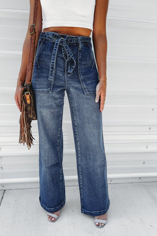 (PREORDER) KANCAN Brinley High Rise Wide Leg Flare Trouser Jeans - Simply Me Boutique