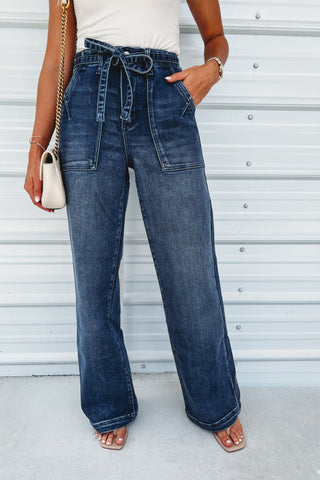 (PREORDER) KANCAN Brinley High Rise Wide Leg Flare Trouser Jeans - Simply Me Boutique